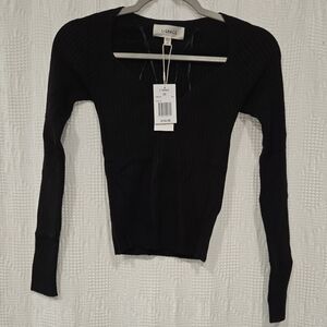 NWT L*Space Viscose Blend Black Long Sleeve  Ribbed Top